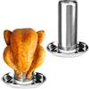 WOKICOR Supporto per Pollo, Rack per Arrosto di Pollo in Acciaio Inox , Arrosto di Pollo Verticale con Vassoio Antigoccia per Barbecue di Pollo Cremagliera del Supporto per Forno e Barbecue Grilling