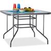 Relaxdays Tavolo da Giardino in Vetro STRUK, Superficie in Vetro, Tavolo da Pranzo Grande per Terrazza, Quadrato, circa 70 x 100 x 100 cm, Antracite