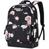 MOSISO Zaino Laptop 15,6-16 Pollici,Antifurto Borsa,Elegante Casual Daypack Borsa con Cinghia Bagagli&Porta Ricarica USB, Camelia Modello Viaggio Zaino per Donna,Nero