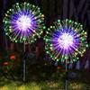 yowin Luci Solari per Giardino 2 Pezzi 120 LED Lucine da Esterno Energia Solare Fuochi D'artificio IP65 Impermeabile 8 Modalità Decorative Lampade per Vialetto Prato Aiuola Feste - Multicolore