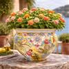 CERAMICHE CALTAGIRONE Portavaso Ceramica Siciliana Caltagirone Giallo Floreale 40 cm