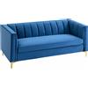 HOMCOM Divano 3 Posti in Velluto con Gambe Dorate, Braccioli e Cuscino Sfoderabile, 181x86x78cm|Aosom