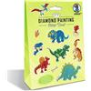 URSUS 43500009 - Dinos Adesivi da dipingere con Diamanti, Set con 2 Fogli di Adesivi in Diversi Disegni, Pietre diamantate, Pinza, Cera e Ciotola, Istruzioni Incluse