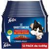 Felix, Le Ghiottonerie Cibo Umido per Gatti con Manzo e Pollo 48 buste da 85 g Ciascuna Uomo, &, Confezione confezione
