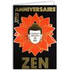 Afie 65-1408 Biglietto di auguri di compleanno Zen Fiore di loto arancione Buddha in oro dorato brillante relax benessere meditazione filosofia decorazione con busta bianca, formato 17,5 x 12 cm