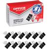 OFFICER PRODUCTS Office Products - Graffette pieghevoli da 25 mm, 12 pezzi, in metallo, nero/argento, resistenti alla deformazione/graffette