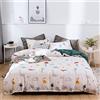 Odot Copripiumino Matrimoniale 180x220cm - Bedding Set Reversibile da Microfibra 3 Pezzi con 2 Federe 50x75cm, Copripiumone Matrimoniale con Cerniera, Motivo a Bicolore Dinosaurio (Bianco/Verde)