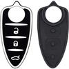 Lage Pulsanti di Ricambio in Silicone per Chiave Alfa Romeo Mito Giulietta Brera 159 Telecomando a 3 Pulsanti Nero con Tasti Bianchi