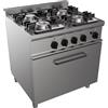 Cucina a gas 4 fuochi su forno a gas profondità 70 cm, potenza 32 kW