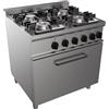 Cucina a gas 4 fuochi su forno elettrico profondità 70 cm, potenza bruciatori 18 kW