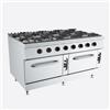 Cucina a gas 8 fuochi su 2 forni a gas profondità 70 cm, potenza 64 kW