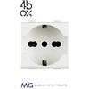 4Box 4B.V14.P40 Presa standard tedesco e bipasso 10/16A 250Vac compatibile VIMAR PLANA bianco