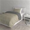Italian Bed Linen Set Copripiumino 100% Cotone Natural Color, Made in Italy - Parure Copri Piumino - Sacco Piumone 200x200 cm con Doppia Patella e Federa Cuscino, Piazza e Mezza, Tortora/Grigio Scuro