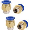 CNCTEC Raccordo a innesto pneumatico da 1/4 a 12 mm, 4 pezzi, connettore per aria compressa, qualità industriale