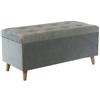 DRW Panca arcon piede per letto in legno e tessuto blu, 100 x 45 x 46 cm, gambe 11 cm