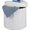 Relaxdays 10022873_550 Pouf Poggiapiedi Imbottito con Box Contenitore e Coperchio, Rotondo, HxLxP: 38x38x38 cm, Color Crema