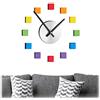 Relaxdays Orologio da Parete Adesivo, DIY, Grande, da Muro, Quadrante Arcobaleno, Fai da Te, Cameretta o Salotto, Multicolore