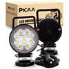 PICAA 2 pezzi 27W 4 Pollici Faro da lavoro a LED da con magnete base magnetica accendisigari Alluvione portatili a LED rotondi da per Auto Barca FUORI STRADA 4X4 SUV ATV UTV Camion 12V 24V