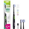 GUM SONIC DAILY Spazzolino elettrico sonico a batteria | Per una pulizia delicata e approfondita | 1x spazzolino da denti, 2x testine di ricambio, 1x batteria AAA (nero)