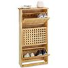 Relaxdays Scarpiera in Legno di Noce Massello 104.3 X 55 X 20.2 cm, Ideale Pure per Montaggio a Parete, Naturale, marrone