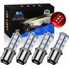 YM E-Bright 1157 Lampadina a Led Ambra, BAY15D 1034 2057 2357 7528 Lampadina per Camper SUV MPV Auto Luci Posteriori a LED Luci di Posizione Laterali, 18SMD 5050 Chips DC-12V (4pcs)