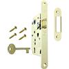GAMOBIFER Serratura Porta Interna AGB Serie CENTRO. Entrata 50, Interasse 90. (Fronte 22x196, SCROCCO CHIAVE, OTTONE Lucido)
