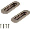 MOROBOR Cabinet Pull, 2 pezzi di bronzo in acciaio inox ovale foro laterale incassato maniglia scorrevole porta da incasso dito tira per cassetto armadio guardaroba