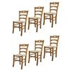 t m c s Tommychairs - Set 6 sedie modello Cuore per cucina bar e sala da pranzo, robusta struttura in Legno di faggio color rovere e seduta rivestita in pelle artificiale colore avorio