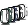 Simpeak 4 Pezzi Cover Compatibile con Apple Watch Ultra3/2/Ultra 49mm, Custodia Caso con Vetro Temperato HD Pellicola Protettiva, Anti-Graffio, Full Protezione, Trasparente,Nero,Blu,Verde