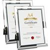 Houstimi - Cornice portafoto A4 in vetro argentato per certificato, diploma, poster, supporto per tavolo