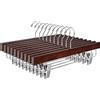 Amber Home 10 Pezzi 35.5cm Grucce Appendiabiti in Legno Antiguo Retrò Liscio Robusto per Pantaloni Gonna Calzino Biancheria Intima Mutande con Clips