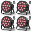 DELIBANG 4 Pezzi RGBW Ricaricabile Par LED Batteria, 12 LED Luci da Palco con Telecomando e Funzione Timer, 8CH Illuminazione Palco per Feste DJ Bar Banda Concerto Club Christmas
