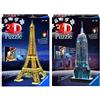 Ravensburger Puzzle 3D Empire State Building Edizione Speciale Notte, 216 Pezzi, Colore Nero, Luce Led, 12566 1 & Tour Torre Eiffel Puzzle 3D Con Led, Edizione Speciale Notte, 216 Pezzi, Multicolore