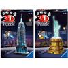 Ravensburger Puzzle 3D Empire State Building Edizione Speciale Notte, 216 Pezzi, Colore Nero, Luce Led, 12566 1 & 12596 Statua Della Liberta, Puzzle 3D Building, Night Edition