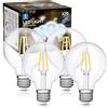 Aigostar Lampadina Vintage Edison LED E27 4W Equivalenti a 40W, Luce Bianca 6500K, 470Lm, CRI＞80, G80 Stile Vintage Lampadine Decorativo, Non Dimmerabile, Pacco da 4 Pezzi