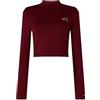 Tommy Jeans Tjw Baby Highneck Signature DW0DW14531 Magliette a Maniche Lunghe, Viola (Deep Rouge), L Donna