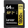 Lexar 64GB Scheda SDXC Lexar Professional1800x UHS-II U3 V60 Oro [LSD1800064G-BNNNG]
