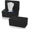 Yicaam 2 Pezzi Porta Scatola per Salviette, Scatola Porta Salviette Umidificate con Coperchio Porta Salviette Umidificate, Contenitori per Salviettine Scatola per Fazzoletti per Casa, Ufficio- Nero