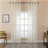 GIRASOLE HOME® Coppia Tende Filtranti Semi Trasparenti Effetto Lino Tenda a Righe Orizzontali per Interni con Occhielli 2 Pannelli (Crema, 140x275cm)