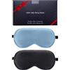 BeeVines Mascherina per Dormire, Confezione da 2 Maschera per Dormire Seta, Maschere per Occhi in Pura Seta 100% con Cinturino Regolabile, Mascherina Notte per i Regali Yoga da Viaggio (Nero e Blu)