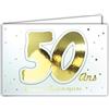 Afie 69-2205 - Biglietto da 50 anni, con scritta Happy ANNIVERSARI con stelle che brillano in oro dorato su sfondo bianco; fornito con busta; formato biglietto chiuso 17 x 11,5 cm