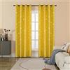 GIRASOLE HOME® Coppia Tende Oscuranti Morbide Fantasia Stelle Argentate Tenda Morbida per Interni con Occhielli 2 Pannelli (Giallo, 140x235cm)