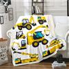 Homewish Bambini Escavatore Peluche Piumino, Trattore Camion Sherpa Coperta 130x150 Per Bambini Ragazzi Ragazze Adolescenti, BAU Veicolo Pile Flanella Coperta Attrezzatura Auto Gru Gettare