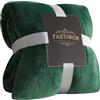 TASTHROW Coperta Vellutata in Pile, Morbida Coperta Plaid Divano Coperta Per Letto in Microfibra per Divano, Letto, Viaggi (Verde scuro, 130x180cm)