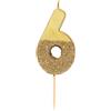 Talking Tables Happy Birthday We Heart Birthdays Glitter Number Candle 6, Gold