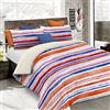 Italian Bed Linen Set Copripiumino Fantasy, Lavorato in Italia - Parure Copri Piumino - Sacco Piumone 200x200 cm con Patella e federa Cuscino, Piazza e Mezza, Strisce