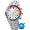 HALUKAKAH Orologio d'oro con Diamanti Multicolore,Uomo Platino Placcato Oro Bianco 40MM Larghezza Bianco Quadrante Quartz 21cm,Confezione Regalo Gratuita