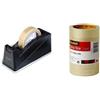 Scotch Dispenser per Nastro Adesivo Grande, Dimensione Nastro Adesivo 19 mm x 33 mm, Colore Nero & Nastro Adesivo 3M, Trasparente Acrilico, 25 mm x 66 m