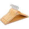 Amber Home 10 Pezzi 44.5cm Grucce Appendiabiti in Legno Naturale Liscio Robusto Nozze Maglietta Camicia Completo Giacca Vestito Giarrettiere con Asta con Scanalatura