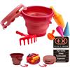 Schildkröt Set Giochi da Sabbia 7 Pezzi con Secchiello Pieghevole | Set da 7 pezzi con secchiello pieghevole da 3 L, setaccio, paletta, rastrello e stampi; compatto per viaggi